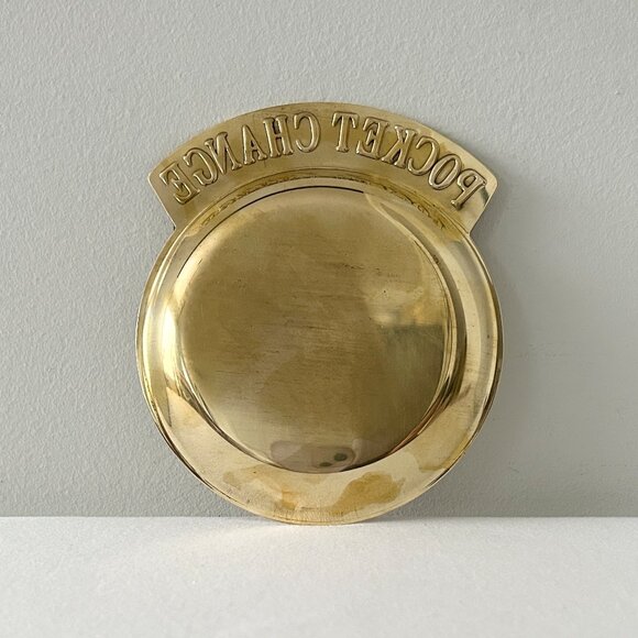 Vintage Solid Brass POCKET CHANGE Dish Round Jewelry Trinket Tray & Box Mervyn’s - Picture 3 of 7